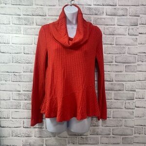 Anthropologie Maeve Tangerine Cowl Neck Peplum Top Small